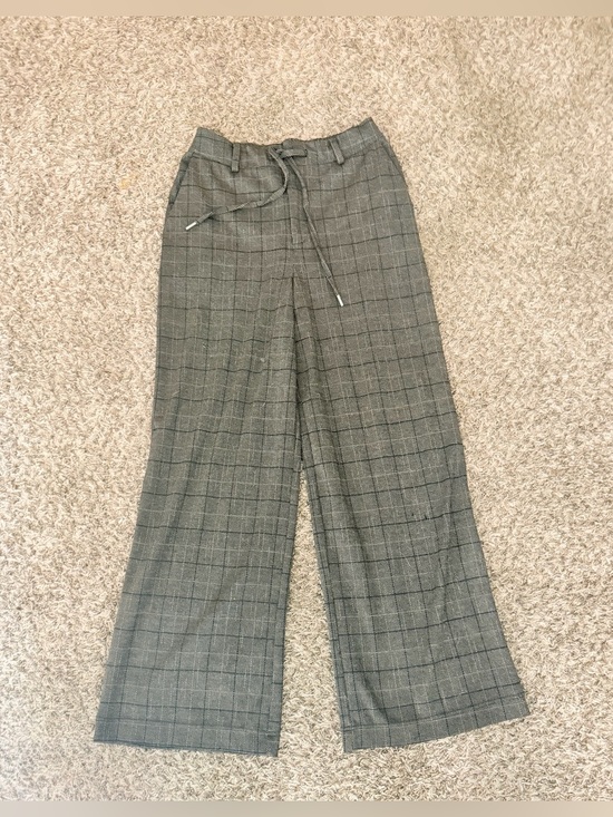 bagatelle Pants - bagatelle Gray Plaid Wide Leg Drawstring Pants